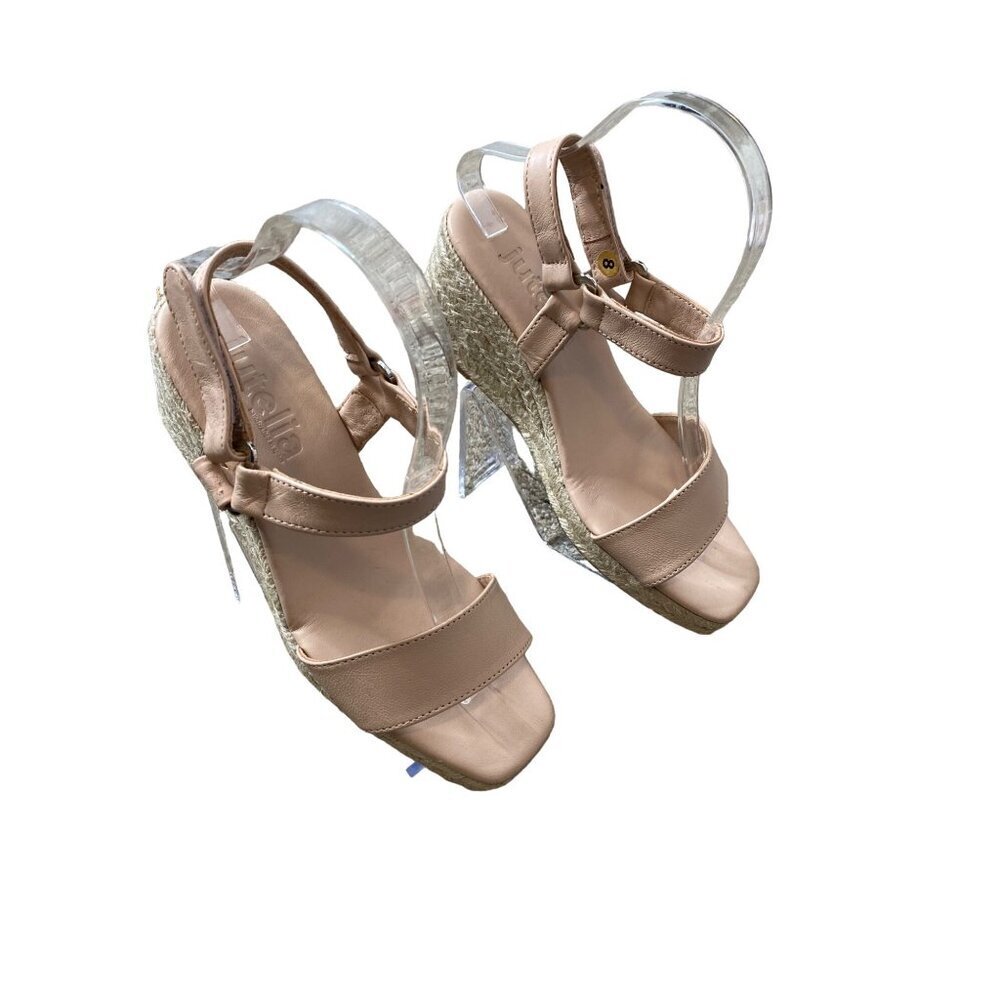 JUTELIA WOMEN'S BLUSH LEATHER WEDGE OPEN TOE SANDAL SZ 39/8.5 NWOT - Picture 3 of 10